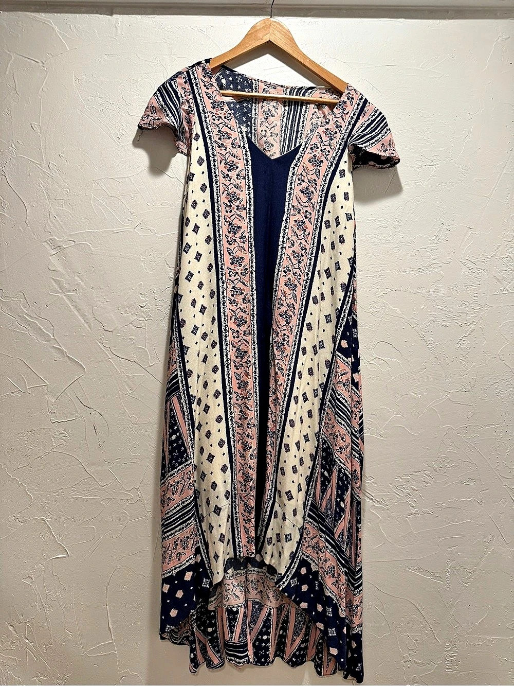Maeve by Anthropologie Printed Maxi Dress Blue & Pink Size Medium
